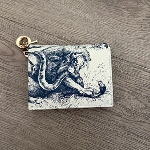 Dior White Calfskin Leather Toile de Jouy wallet